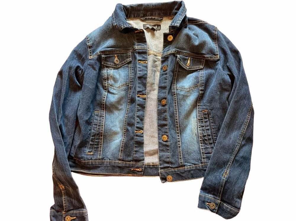 New Look Dark Blue Distressed Denim Jacket Size XL